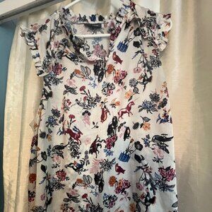 sleeveless ruffle neck top